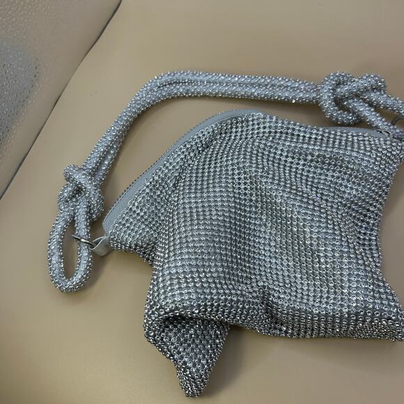 Set of Sparkly Silver Evening Bag / Nautical Anchor Keychain Sparkling Charm - Picture 7 of 9